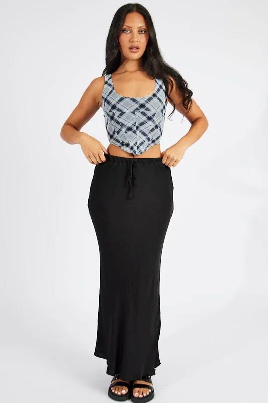 Discount Extravaganza Black Check Corset Top Mesh