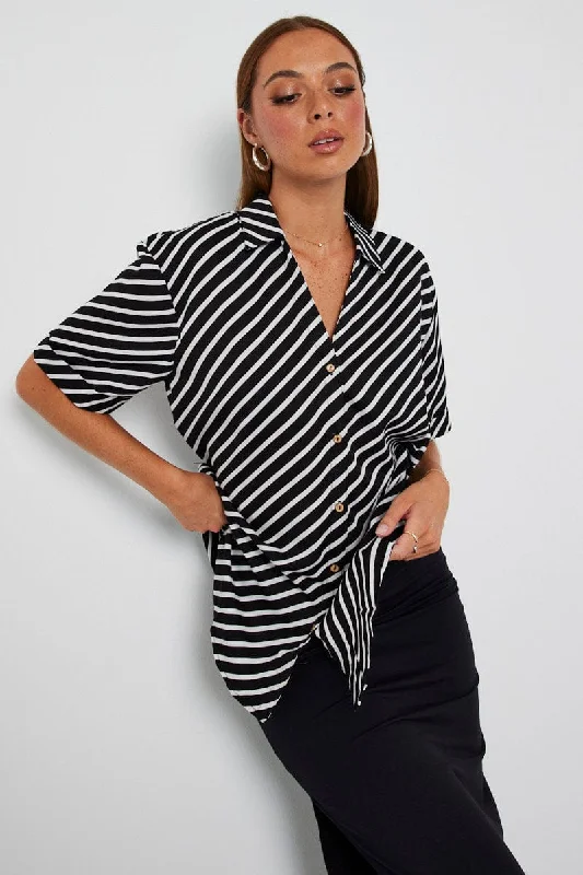 Price Rollback Black Stripe Shirt Short Sleeve