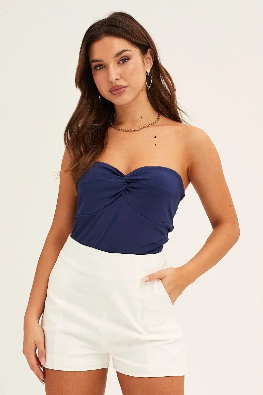Super Deal Blue Bandeau Top Boob Tube Twist