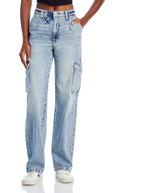 Limited Availability bobbie Womens Mid Rise Light Wash Straight Leg Jeans