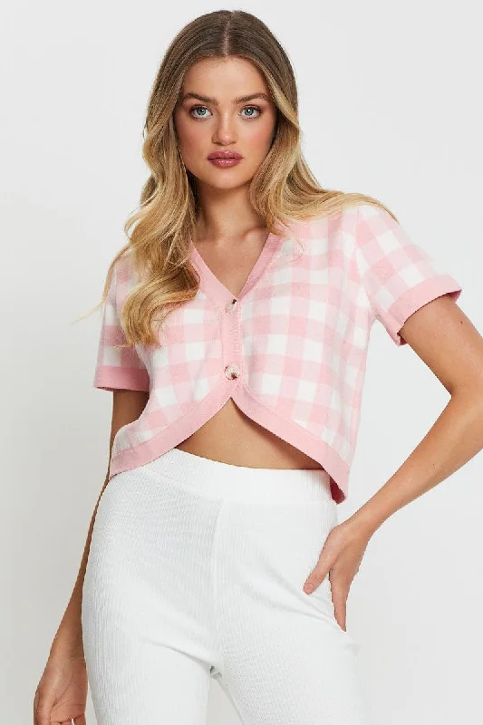 Exclusive Savings Check Knit Bolero Short Sleeve