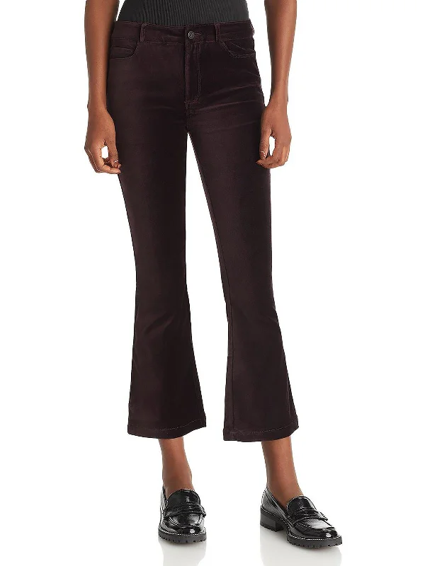 Best Deals Claudine Womens Velvet Stretch Flared Pants