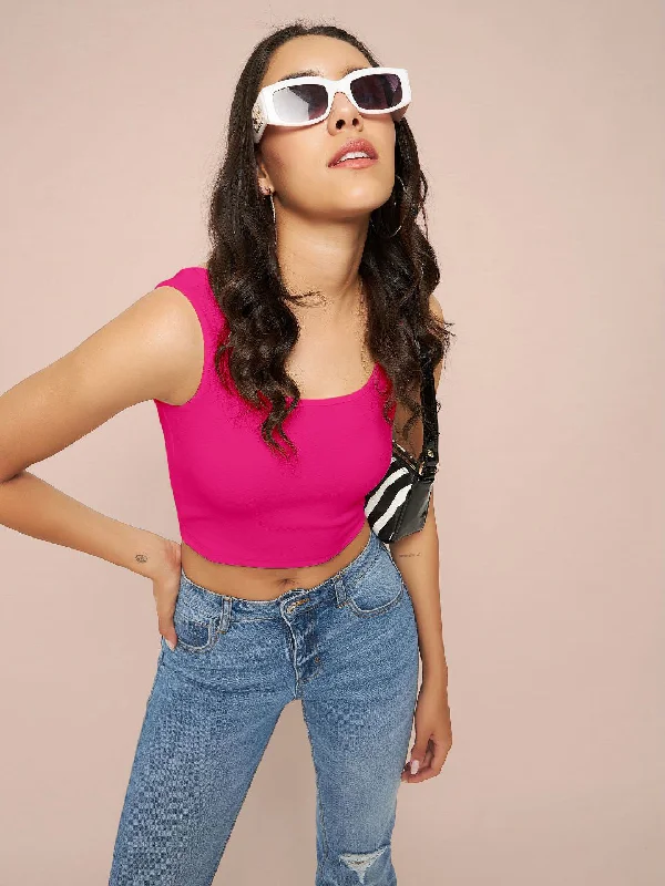 Special Offer Cotton Stretchable Basic Round Neck Crop Top