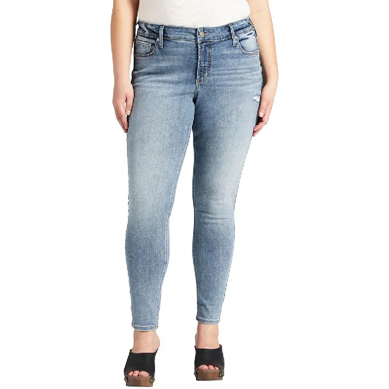 Markdowns Elyse Womens Mid-Rise Distressed Skinny Jeans
