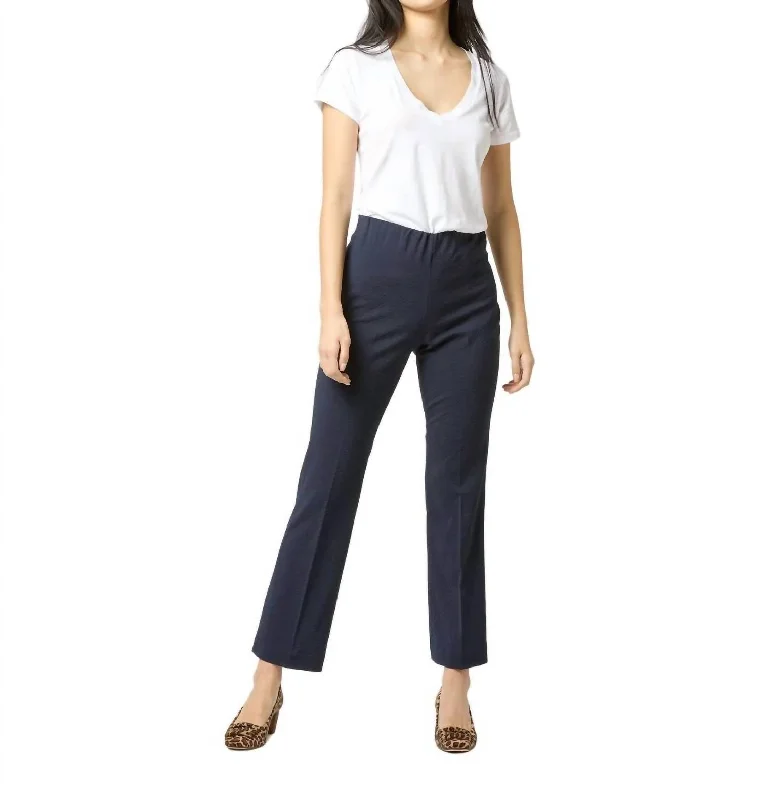 Today Only Faye Flare Cropped Pant In Navy Stretch Wool Seersucker