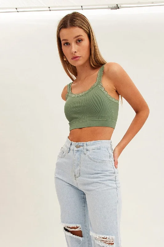 Savings Event Green Bralette Top Seamless