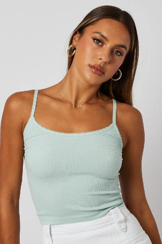 Overstock Green Singlet Top Scoop neck Seamless