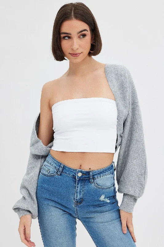 Don't Wait Grey Knit Shrug