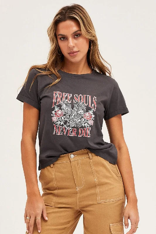 Great Bargains Grey Short Sleeve Graphic Tee