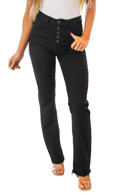 Big Savings High Rise Button Fly Bootcut Jeans In Black
