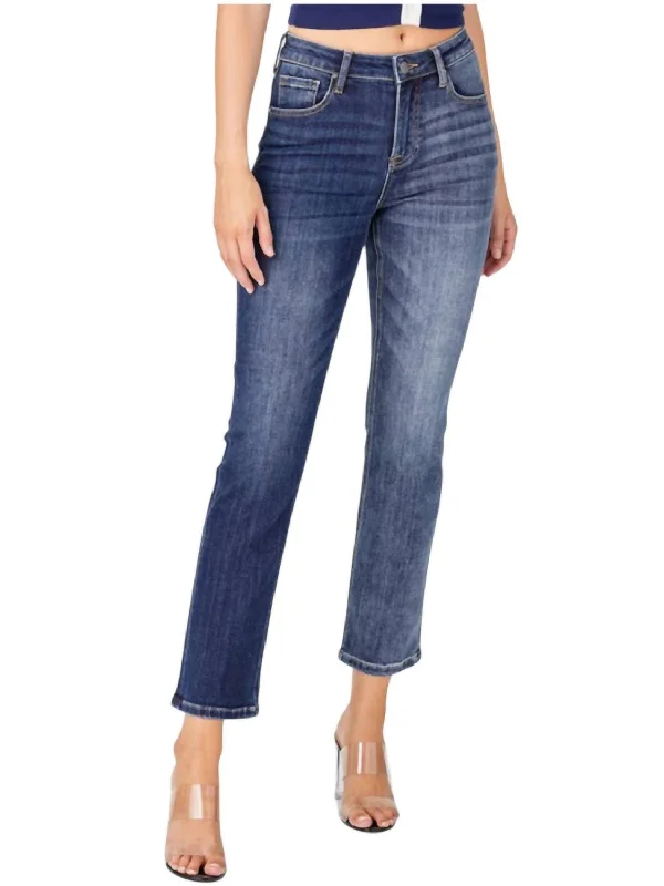 Seasonal Clearance High Rise Straight Leg Jeans In Blue