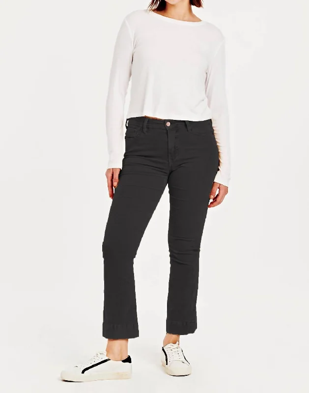 Year-End Sale Jeanna High Rise Cropped Corduroy Flare Jeans In Black