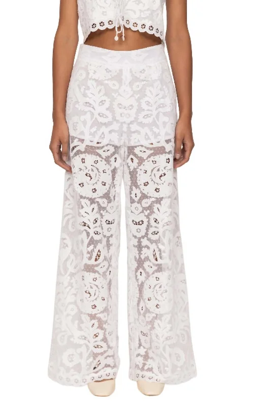 Seasonal Sale Lovina Embroidery Pant In Cream