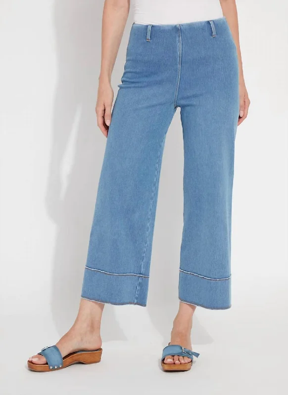 Overstock Margo Hi Waist Wide Crop Jeans In Bleached Blue