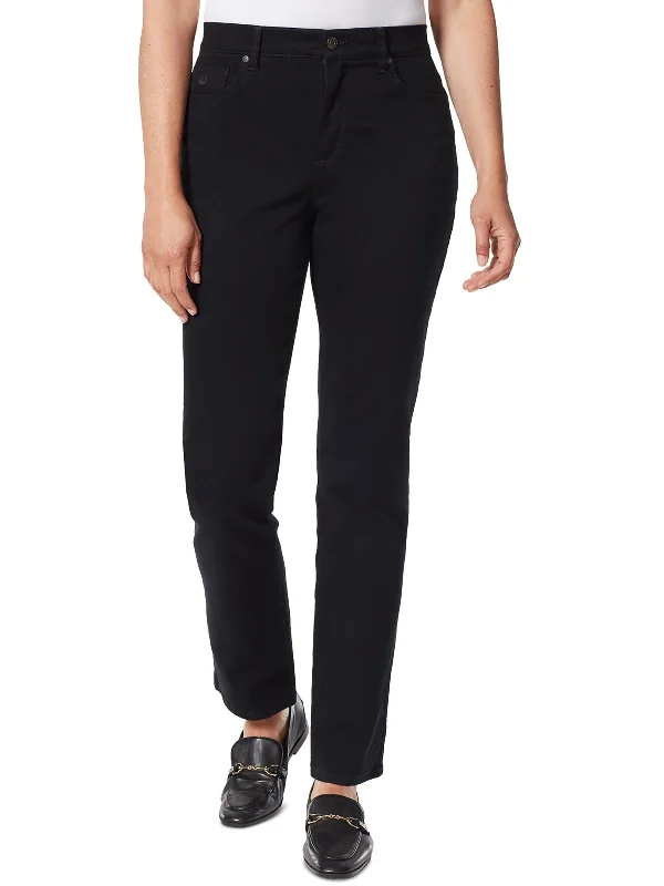 Deal Zone Petites Womens High Rise Solid Straight Leg Jeans