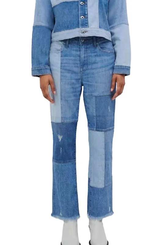 Weekend Deal River High Rise Straight Jeans In Patchwork