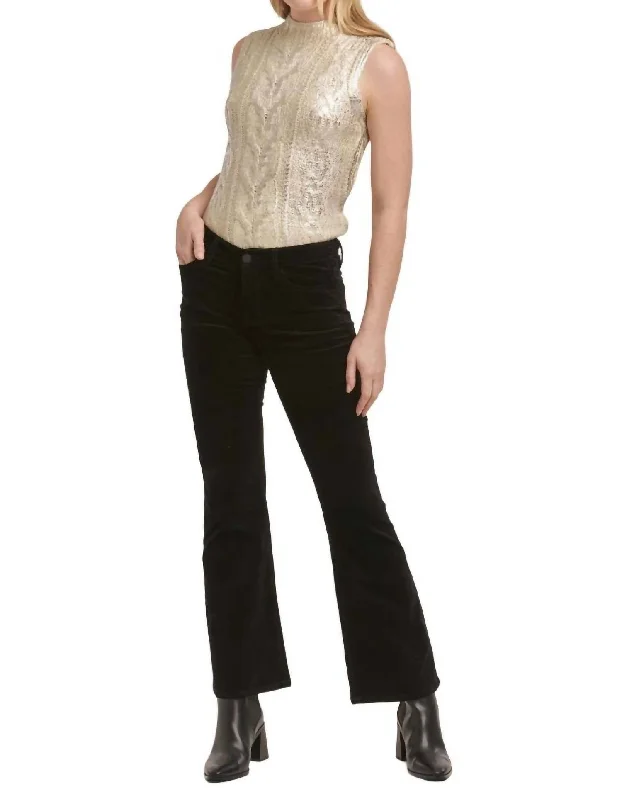 Super Deal Rosa Uncut Cord Flare Jeans In Black