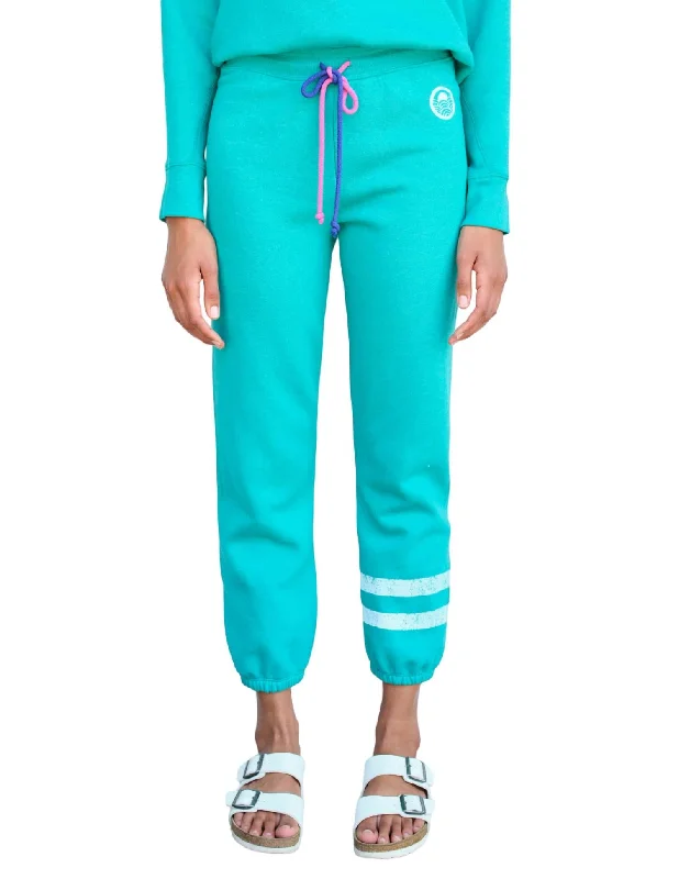 Seasonal Sale Stripes + Logo Jogger In Teal