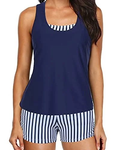 Unbeatable Prices Women's Tankini Swimsuits Shorts And Tank Tops Bra And Boyshorts-Navy Stripe Unbeatable Prices Women's Tankini Swimsuits Shorts And Tank Tops Bra And Boyshorts-Navy Stripe