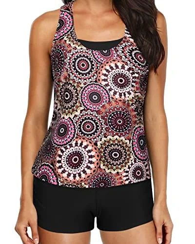 Reduced Prices Women's Tankini Swimsuits Built-In Bra And Adjustable Shoulder Straps-Tribal Reduced Prices Women's Tankini Swimsuits Built-In Bra And Adjustable Shoulder Straps-Tribal