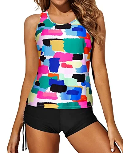 Daily Deals Strappy Criss Cross 3 Piece Tankini Swimsuits For Women-Color Tie Dye