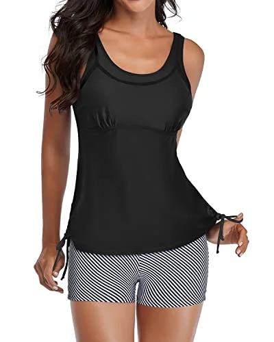Get It Before It’s Gone Women's Padded Push Up Two Piece Tankini Swimsuits-Black Stripe Get It Before It’s Gone Women's Padded Push Up Two Piece Tankini Swimsuits-Black Stripe