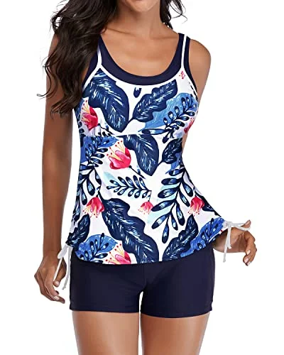 While Supplies Last Women's Tankini Swimsuits Shorts Athletic Bathing Suits Slimming Swimwear-White And Blue Floral While Supplies Last Women's Tankini Swimsuits Shorts Athletic Bathing Suits Slimming Swimwear-White And Blue Floral