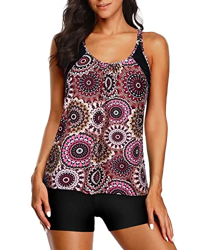 Must-Have Deals Padded Bra Adjustable Wide Straps Two Piece Tankini Set Casual Tankini Set-Brown Print Must-Have Deals Padded Bra Adjustable Wide Straps Two Piece Tankini Set Casual Tankini Set-Brown Print