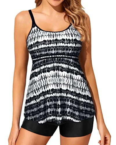 Weekend Flash Sale U Neck Slimming Swimsuits Two Piece Tankini Bathing Suits For Women-Black And White Tribal Weekend Flash Sale U Neck Slimming Swimsuits Two Piece Tankini Bathing Suits For Women-Black And White Tribal