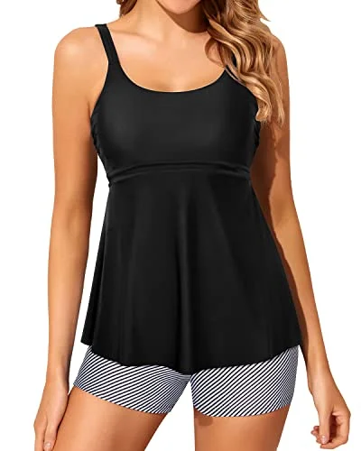 Price Blitz Athletic Tankini Swimsuits For Women Two Piece Bathing Suits Boy Shorts-Black Stripe Price Blitz Athletic Tankini Swimsuits For Women Two Piece Bathing Suits Boy Shorts-Black Stripe