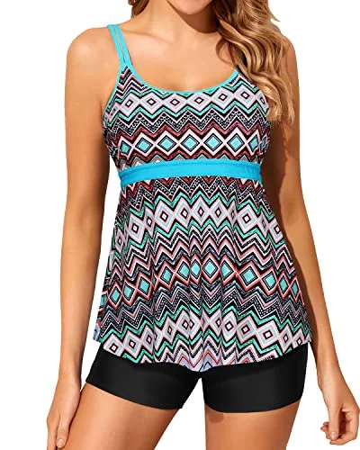 Year-End Sale U Neck Tummy Control Swimsuits Two Piece Tankini Bathing Suits For Women-Black Tribal Year-End Sale U Neck Tummy Control Swimsuits Two Piece Tankini Bathing Suits For Women-Black Tribal