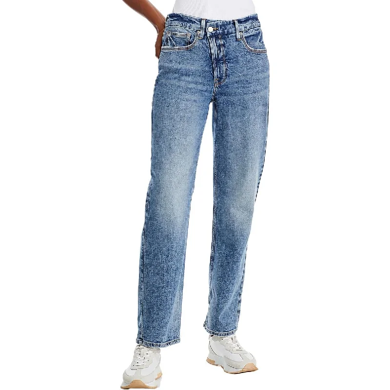 While Supplies Last Womens Denim Distressed Straight Leg Jeans