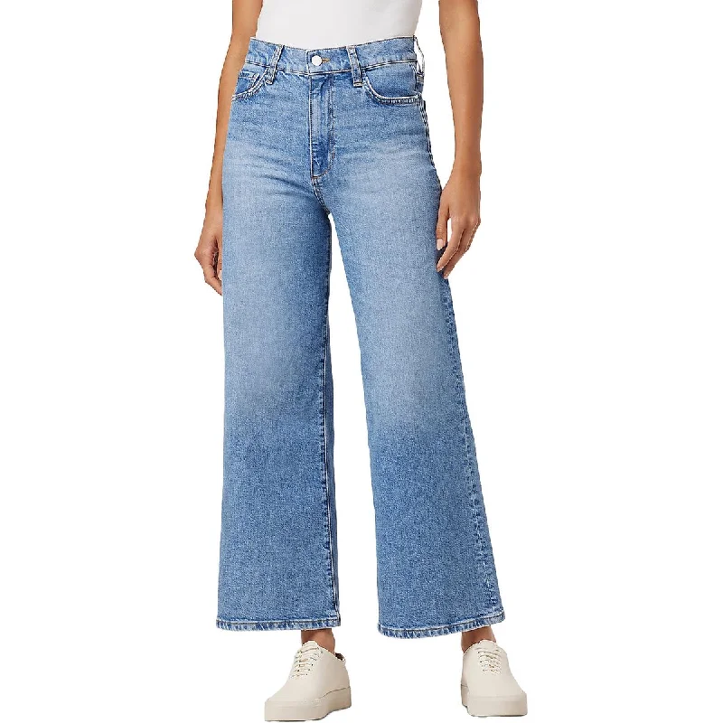 Deal Dash Womens Denim Faded Wide Leg Jeans