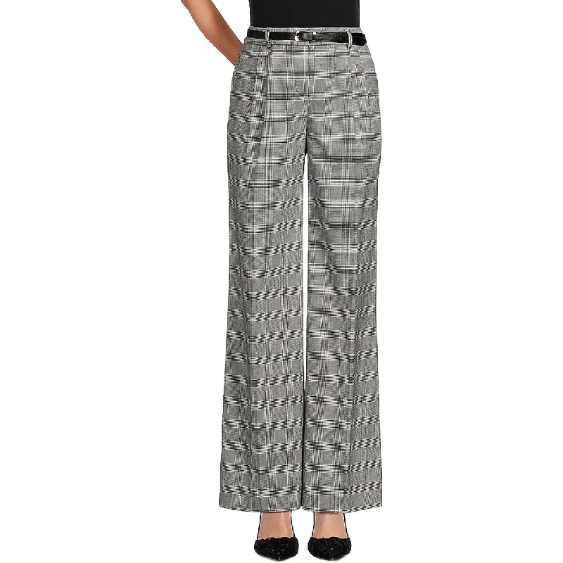 Inventory Reduction Womens High Rise Glen Plaid Wide Leg Pants