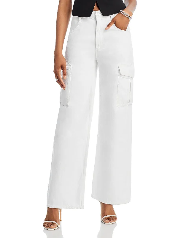 Closeout Sale Womens High Rise Wide Leg Cargo Jeans