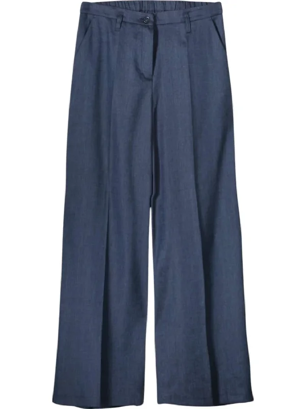 Markdowns Women's Linen Blend Trousers In Night Sky