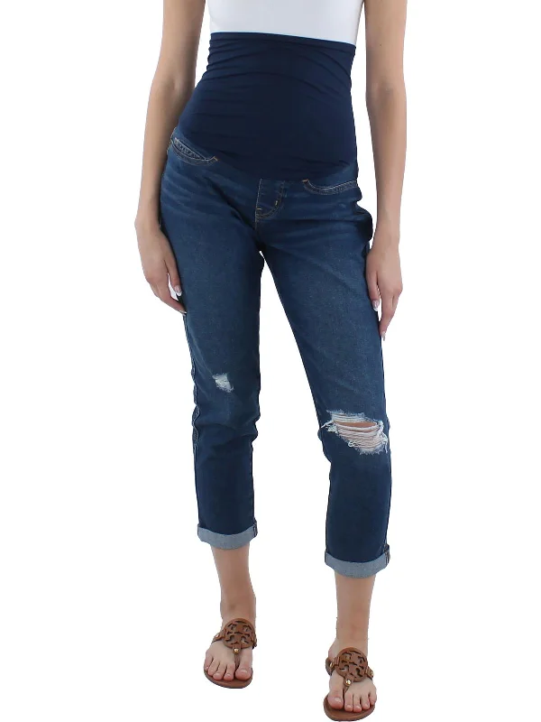 YEAR-End Sale Womens Maternity Distressed Boyfriend Jeans