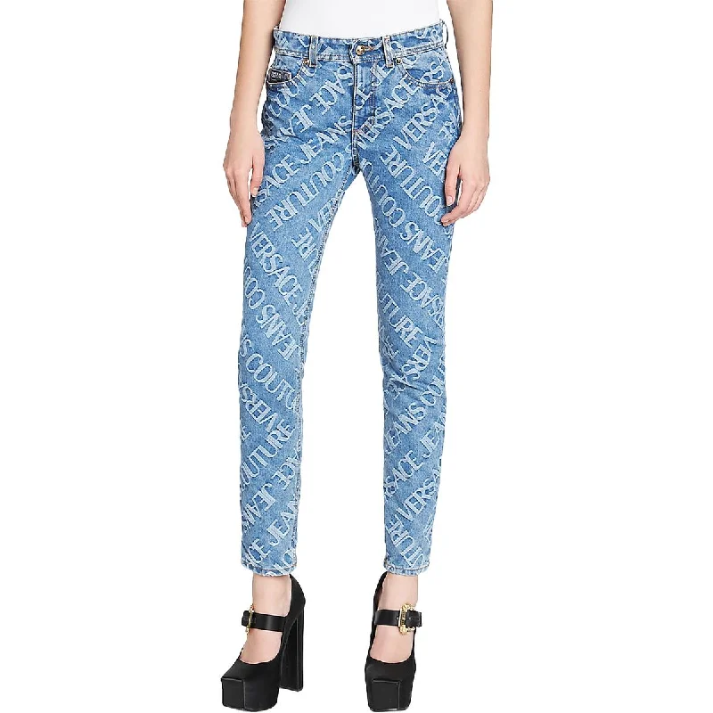 Price Cut Womens Mid  Rise Monogram High-Waisted Jeans