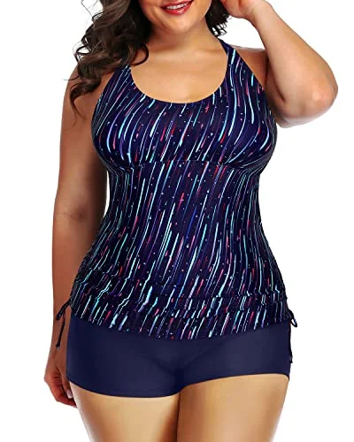 Fantastic Offers Sexy Strappy Tankini Top Shorts For Women-Navy Blue