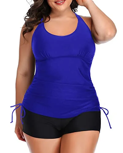 Epic Deals Adjustable Shoulder Straps Soft Padded Bra Strappy Tankini-Royal Blue And Black Epic Deals Adjustable Shoulder Straps Soft Padded Bra Strappy Tankini-Royal Blue And Black