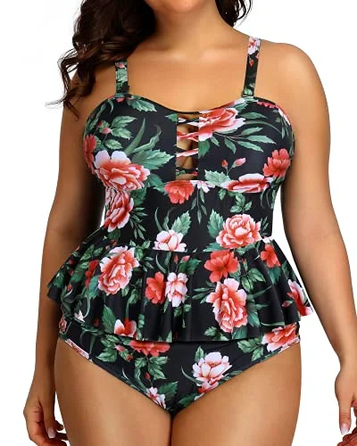 Buy Now Removable And Adjustable Shoulder Straps Plus Size Swimsuits For Women-Black Floral Buy Now Removable And Adjustable Shoulder Straps Plus Size Swimsuits For Women-Black Floral