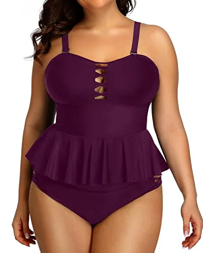 Closeout Sale High Waisted Tankinis Tummy Control And Modest Coverage For Women-Maroon Closeout Sale High Waisted Tankinis Tummy Control And Modest Coverage For Women-Maroon