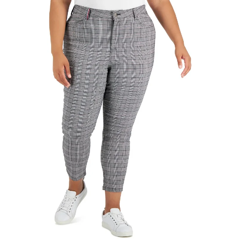 Online Only Womens Woven Plaid Skinny Pants