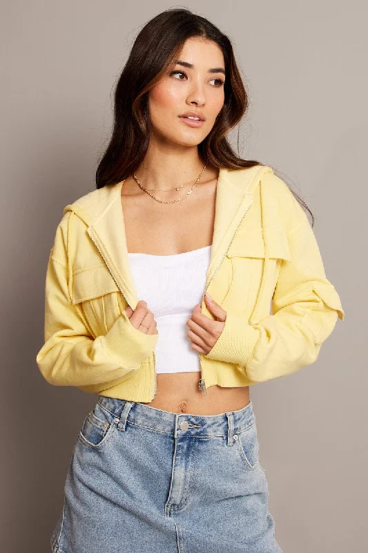 Sneak Peek Sale Yellow Zip Hoodie Long Sleeve