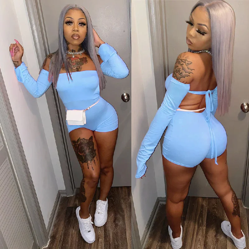 Mega Sale 2022 fall lace up short jumpsuits summer sexy bodycon one piece jumpsuit women Mega Sale 2022 fall lace up short jumpsuits summer sexy bodycon one piece jumpsuit women