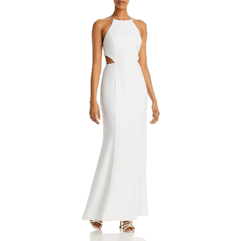 Deal Mania Aqua Womens Halter Cut-Out Evening Dress