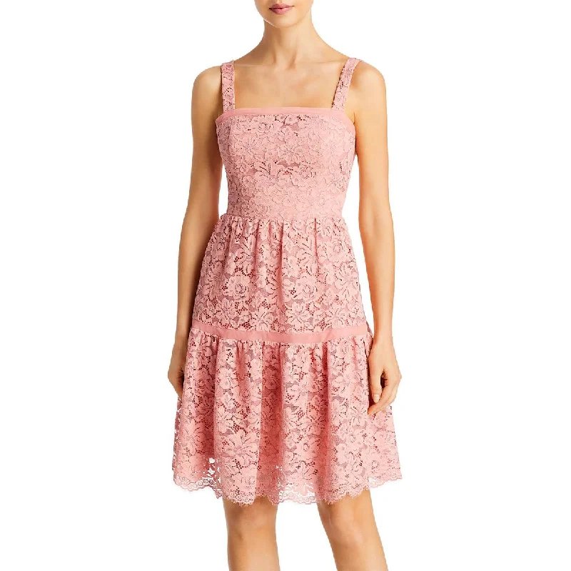 Act Now Aqua Womens Lace Mini Fit & Flare Dress