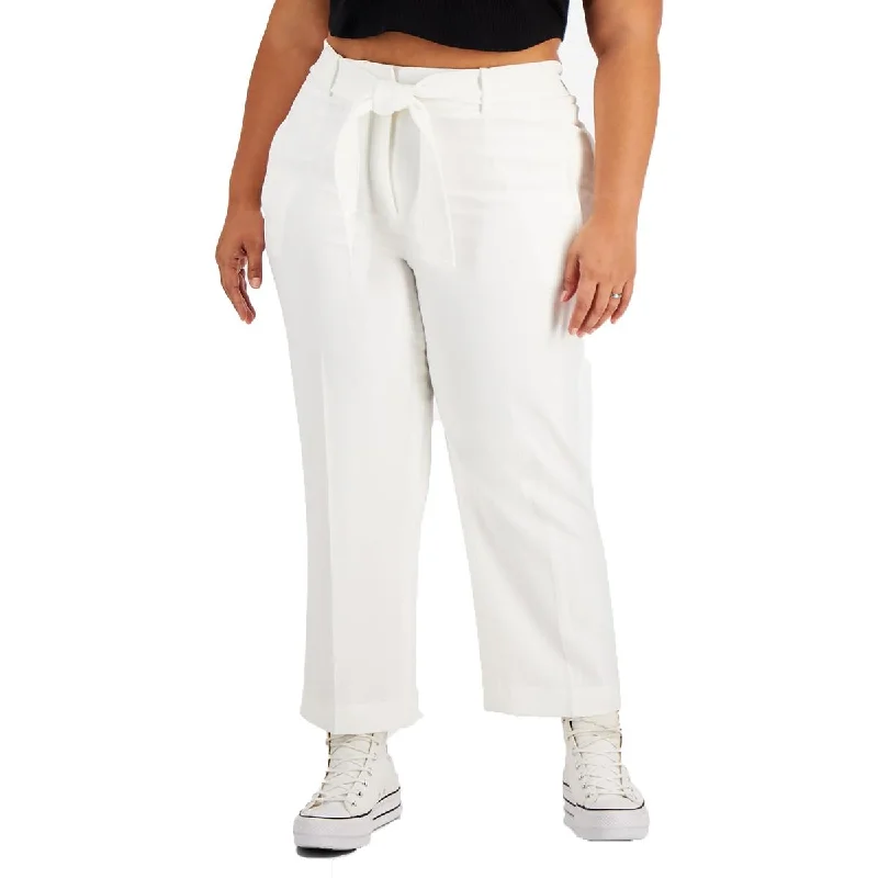 Savings Galore Bar III Womens Plus Mid-Rise Tie-Waist Cropped Pants