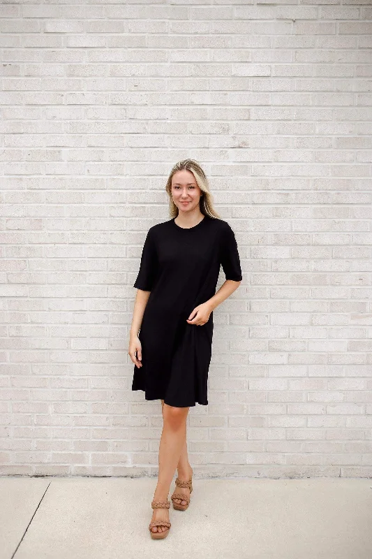 Discount Extravaganza ASC Deluxe Short Sleeve Tee Dress- Black