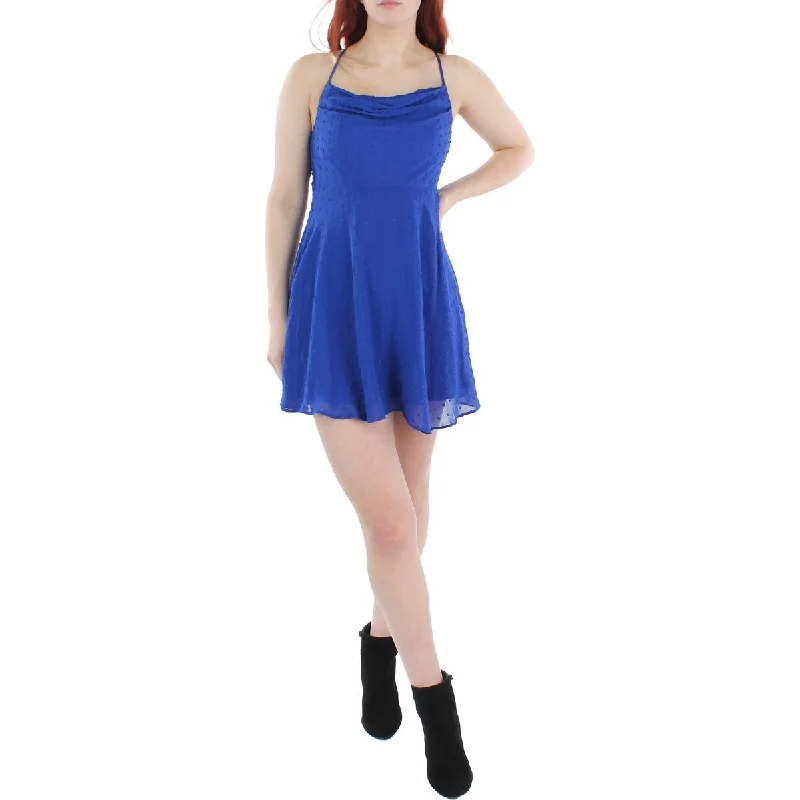 Price Rollback Dear Moon Womens Juniors Swiss Dot Chiffon Mini Dress